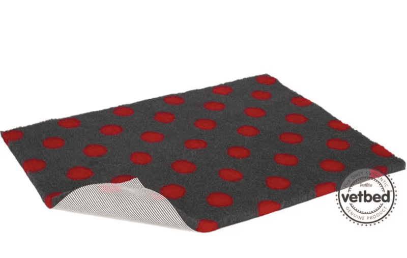 VetBed Nonslip M/Røde Polkadots - 150x100cm